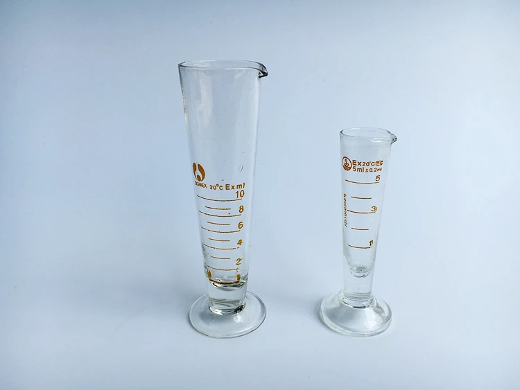 

free shipping 10ml 10pcs/lot Lab Glass Triangle Measuring Cup Accurate Scale