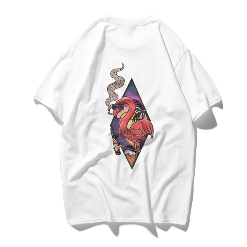 Мужские футболки с изображением фламинго Харадзюку уличная Печать Топ Тройники