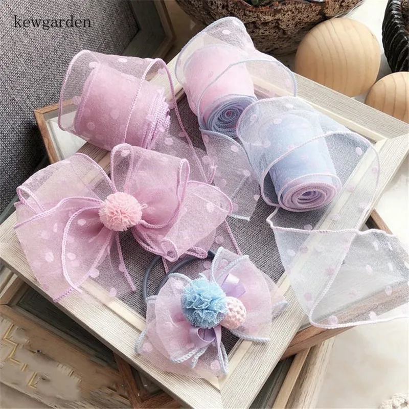 Kewgarden DIY аксессуары для волос 2 "5 см сетчатая вуаль с краями от морщин лента
