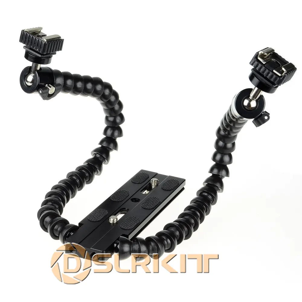 DSLRKIT Dual-arm Dual-shoe Flash Bracket for MACRO SHOT for CANON NIKON PENTAX