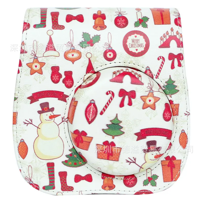 Santa Claus Fujifilm Instax миниатюрная сумка под камеру CasePU кожаный чехол с плечевым ремнем для Instax Mini 9 Mini 8 8+ камеры мгновенной пленки - Цвет: Santa Claus