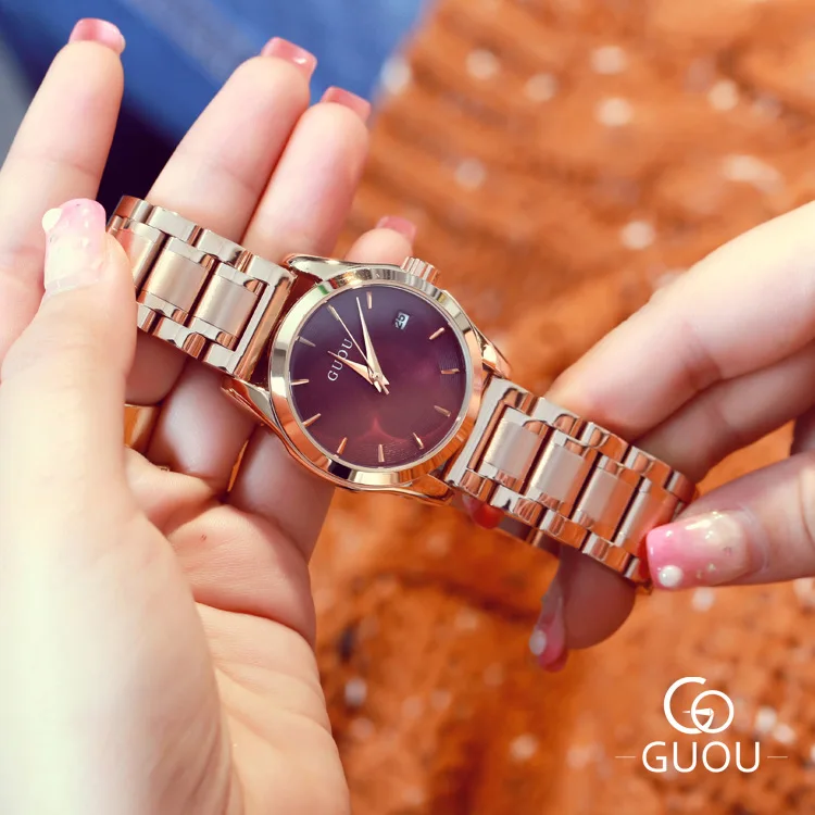 Горячая Распродажа GUOU Роскошные полностью из нержавеющей стали розовое золото