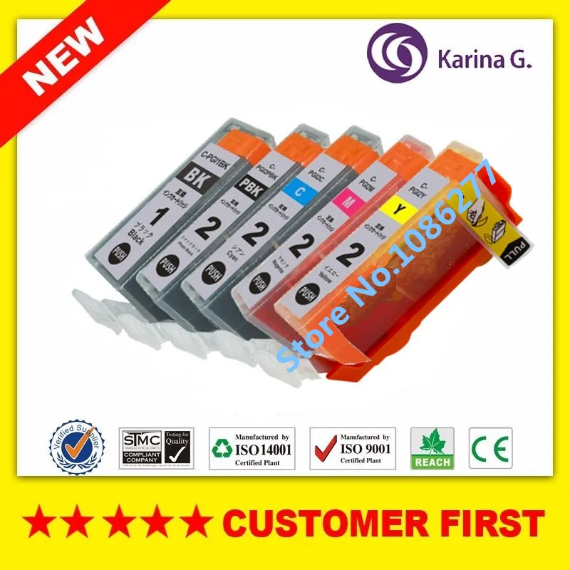 5PK чернильный картридж совместимый для PGI 1 2 PGI1 CANON Pro9500 Mark II PIXUS MX7600 Ix7000|ink