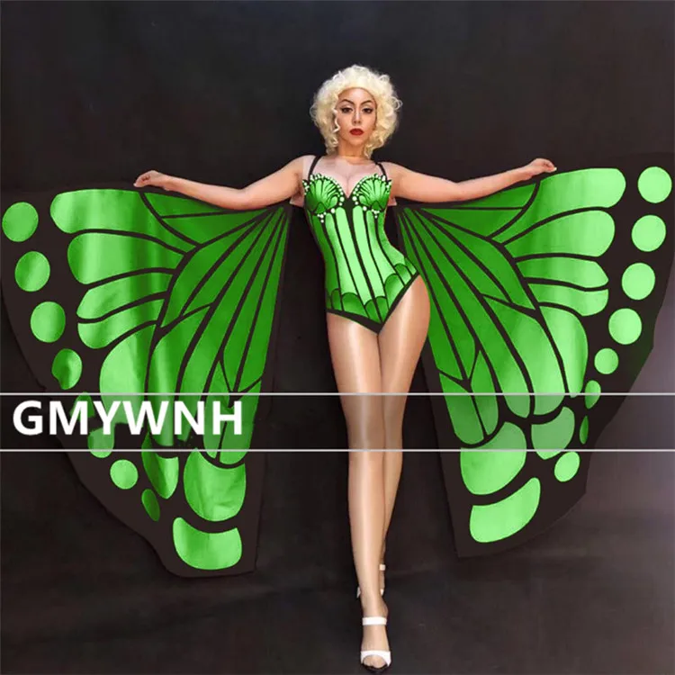 R99 женские платья для подиума, выступлений, шоу, dj певица, носит плащ, Бабочка, костюмы для танца живота, бальные костюмы, боди, ткань
