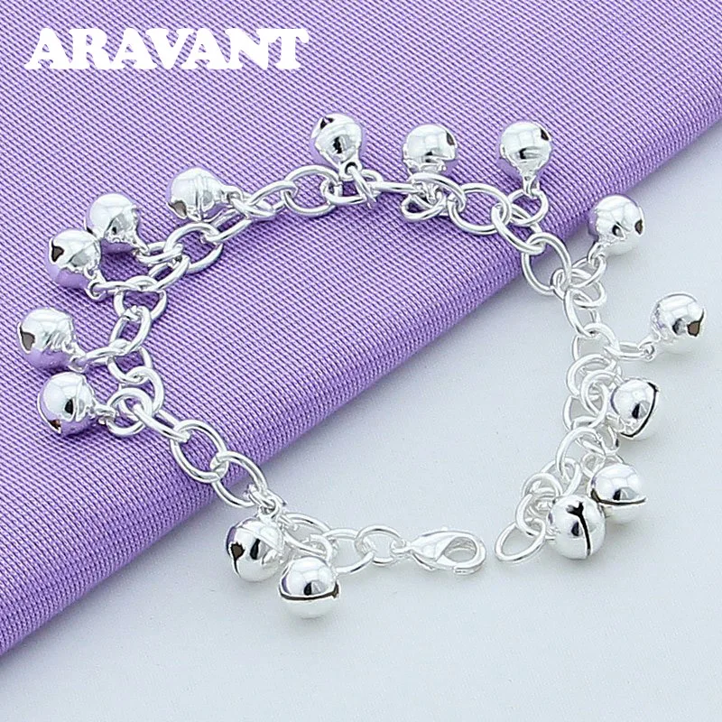

925 Silver Cute Bell Smooth Ball Bracelet For Women Silver Fashion Jewelry