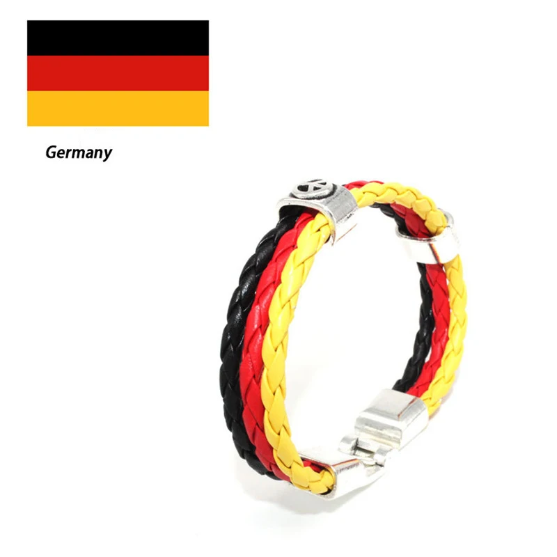 2018 Hot France Flags Sports 3Strands Rope Braided Surfer Leather Bracelet Women &amp Men Sport Bracelets For World Cup National |