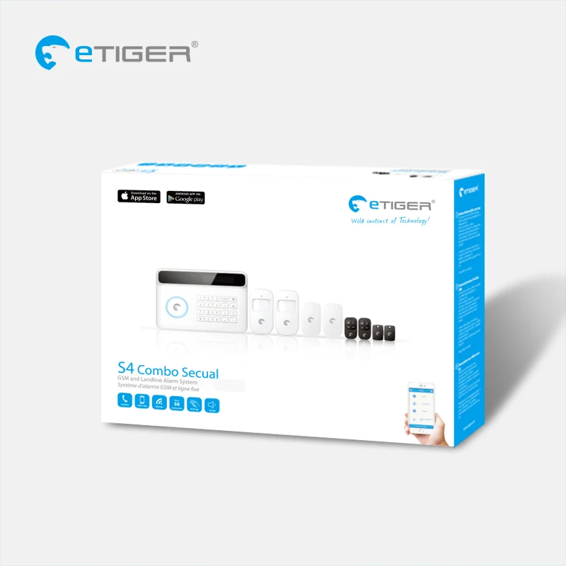 Etiger S4 Беспроводная GSM сигнализация домашняя автоматическая система безопасности