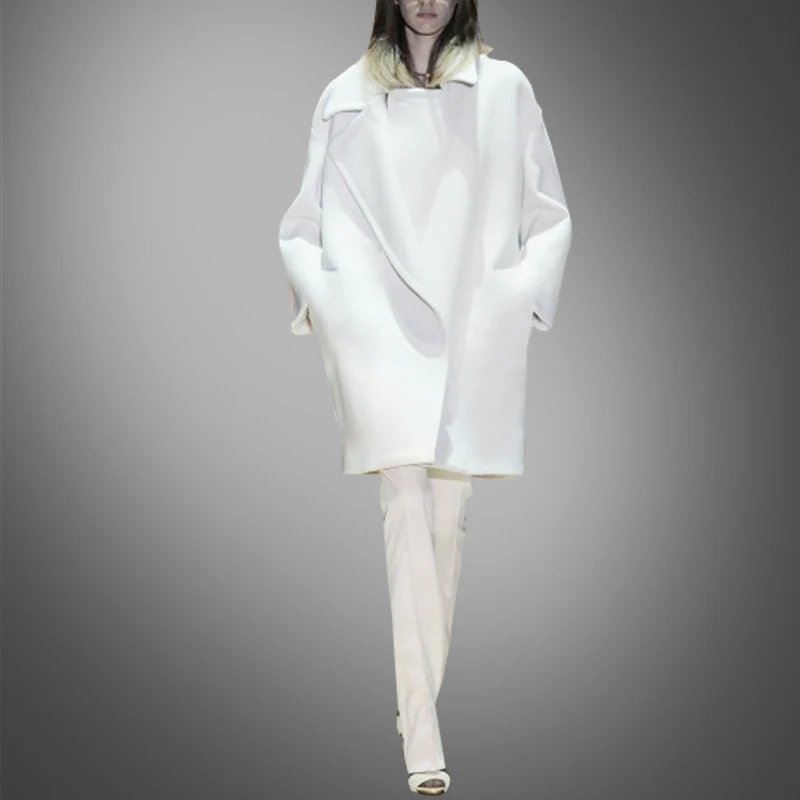 Промоакция пальто с карманами однотонное кашемировое широкой талией байан Кабан