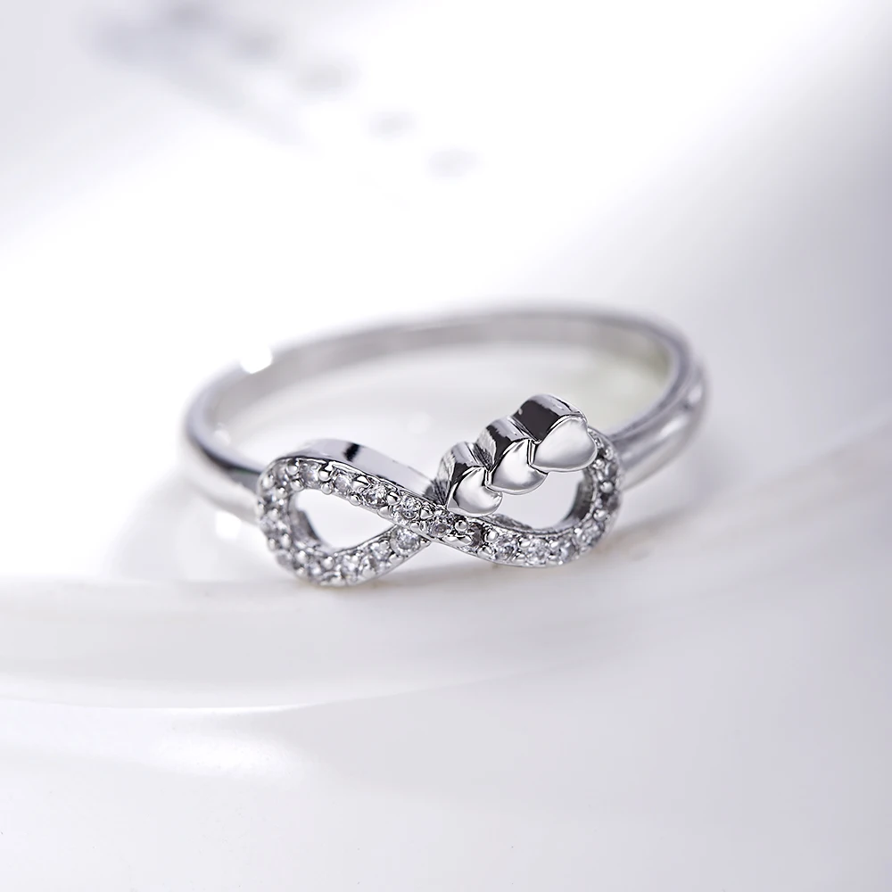 New Design Fashion Alloy Crystal Rings Gold /Silver Color Infinity Ring Infinty Statement Jewelry Wholesale for Women | Украшения и