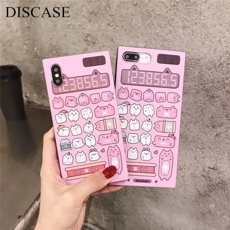 DISCASE IMD матовый квадратный чехол для iPhone X 8 плюс 7 6 S милый мультфильм мода