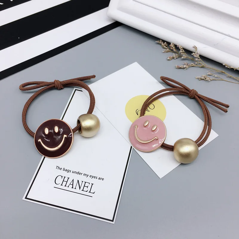 MuHan милые эластичные резинки для волос с улыбающимся лицом резиновые головные