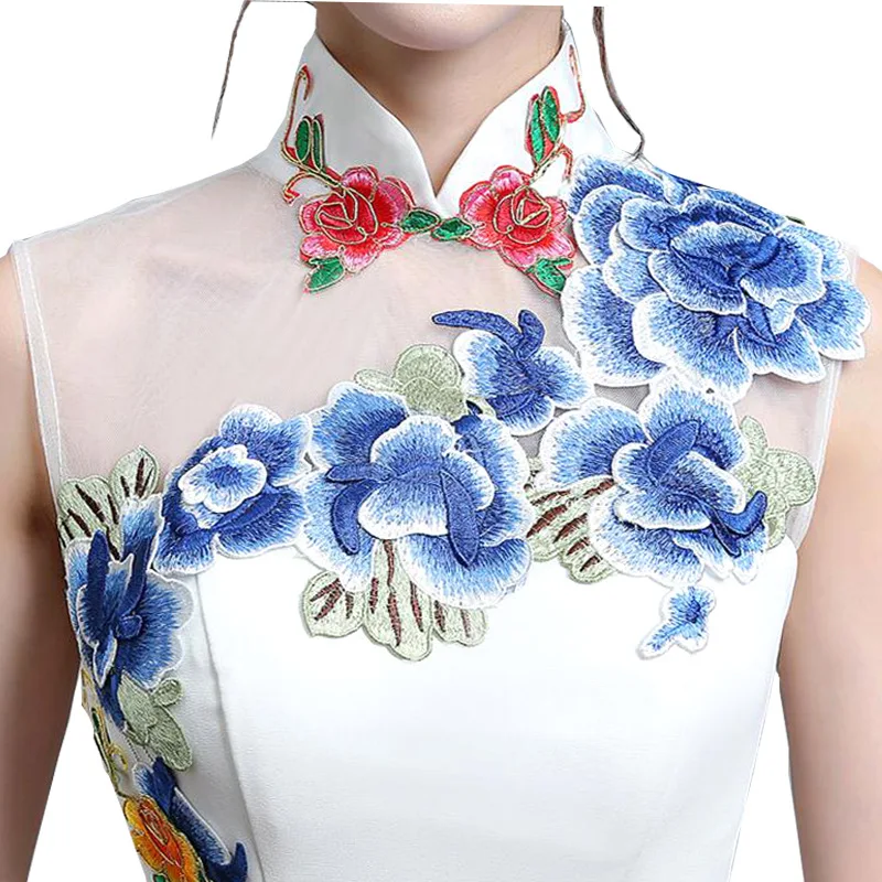 White Cheongsam Women Traditional Dress Sexy Wedding Qipao Embroidery Chinese Oriental Dresses Vestidos Formales Long QiPao |
