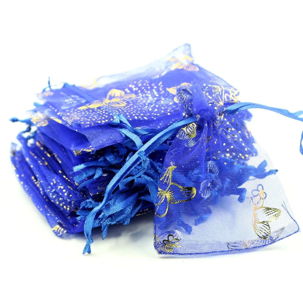 Мешочки из органзы темно синего цвета 9 х12 см 50 шт./лот|jewelry package|package jewelryjewelry packaging