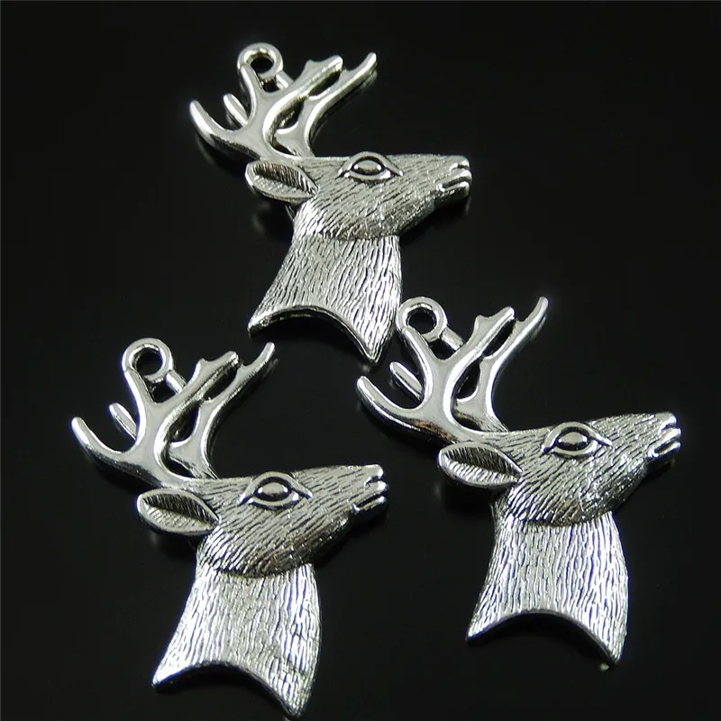 5 шт. старинное серебро голова оленя Талисманы украшения оптом нахождения Малый