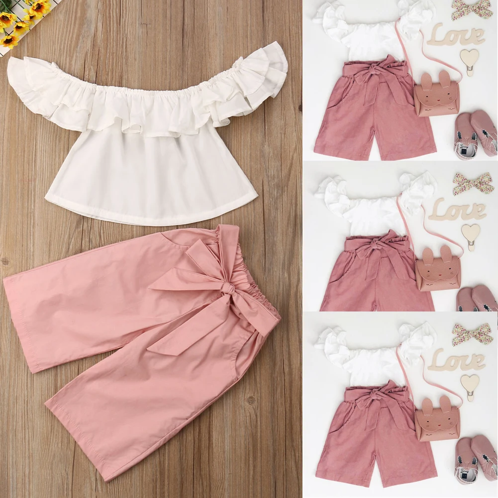 2 шт./комплект детский летний топ и длинные штаны|Комплекты одежды для девочек| |