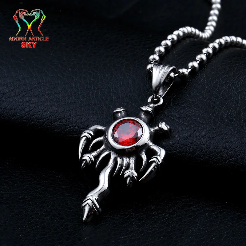 Titanium Steel Charms Spider Animal Mosaic Crystal Necklace Pendant Men's Cross Jewelry Ornaments Vintage Totem Valentine's Gift |