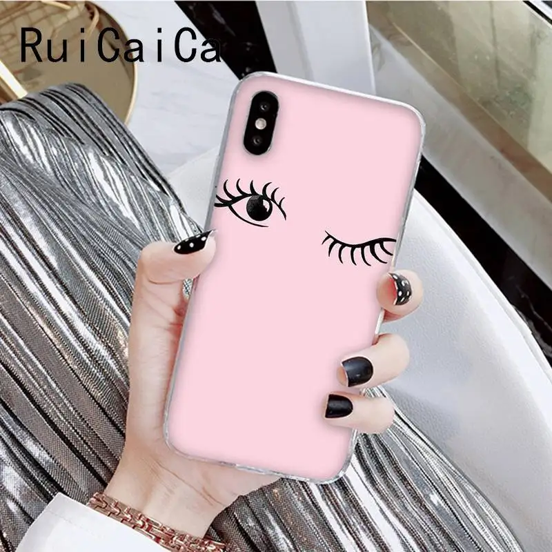 Модные ресницы RuiCaiCa красивая девушка Новый чехол для телефона iPhone 8 7 6 6S Plus X XS MAX 5 5S