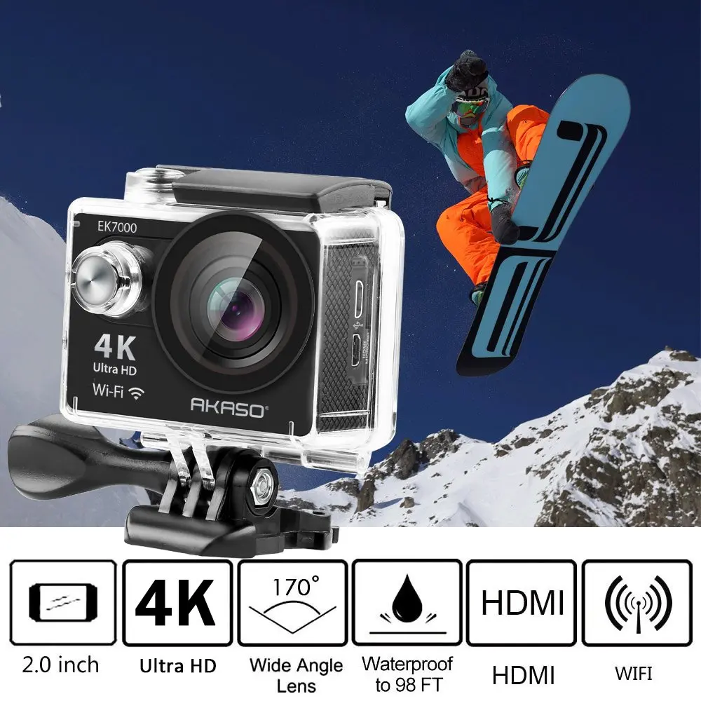 Камера для активного отдыха AKASO EK7000 4 K Wi Fi Ultra HD водонепроницаемая камера езды на