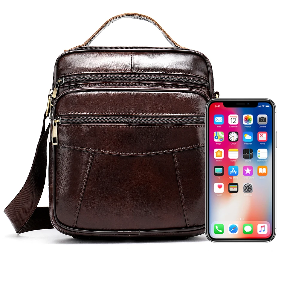 Portable Shoulder Messenger Women Men Bag Crossbody Genuine Leather Briefcase Office Business Work For Small Handbag Male Female