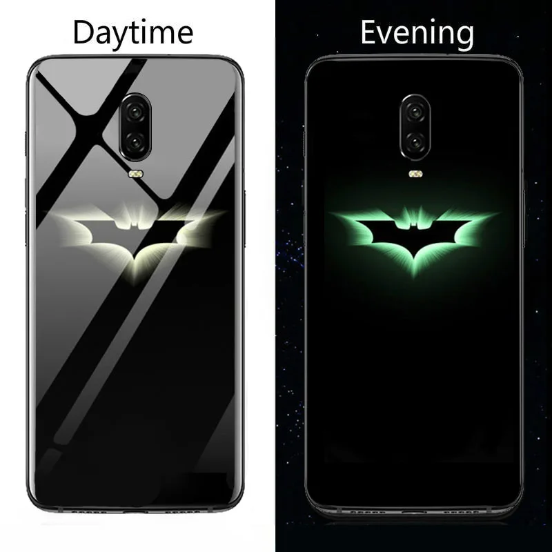 Batman Чудо-яд Железный человек светящийся стеклянный чехол для телефона для Oneplus 7T 7 Pro 6T 6 5T 5 Мстители Бэтмен Черная пантера чехол - Цвет: Batman