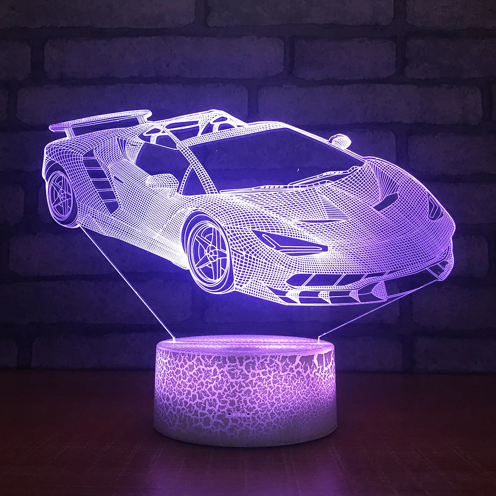 Автомобильная цветная 3d визуальная лампа с эффектом обесцвечивания Прямая