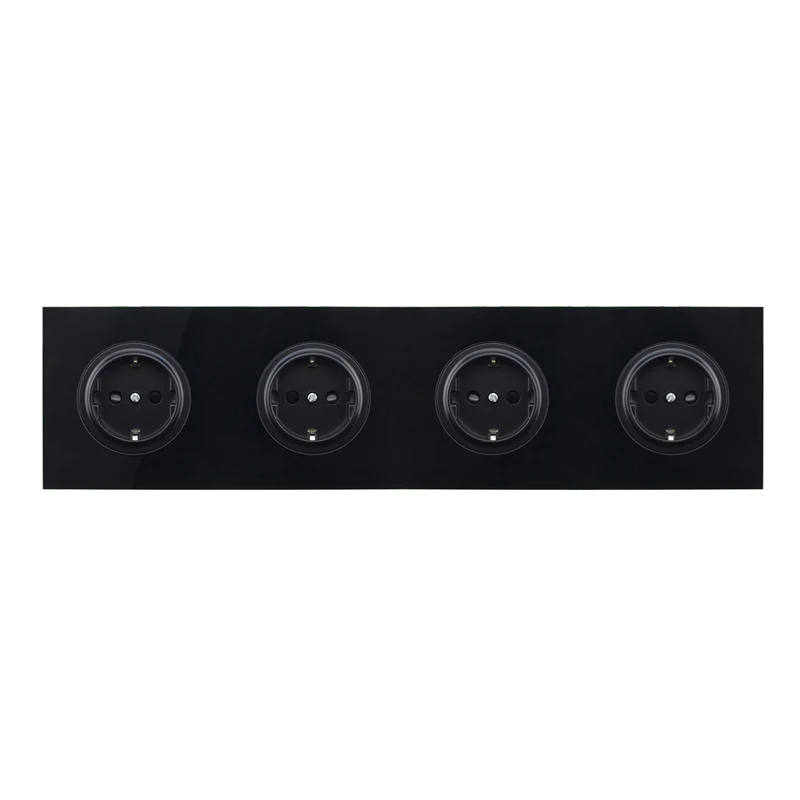 Quadruple Socket Весь стеклянный разъем EU/DE/RU 16А розетка Кристалл Стекло переключатель настенная розетка Хрустальная стеклянная панель 110-250 В настенная розетка - Тип: Quadruple Socket