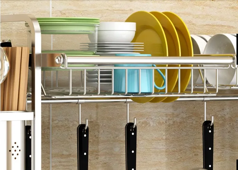 

304 Stainless Steel Kitchen Sink Drying Rack Foldable Household Storage Holder Dish Drain Rack Tableware Shelf Organizer