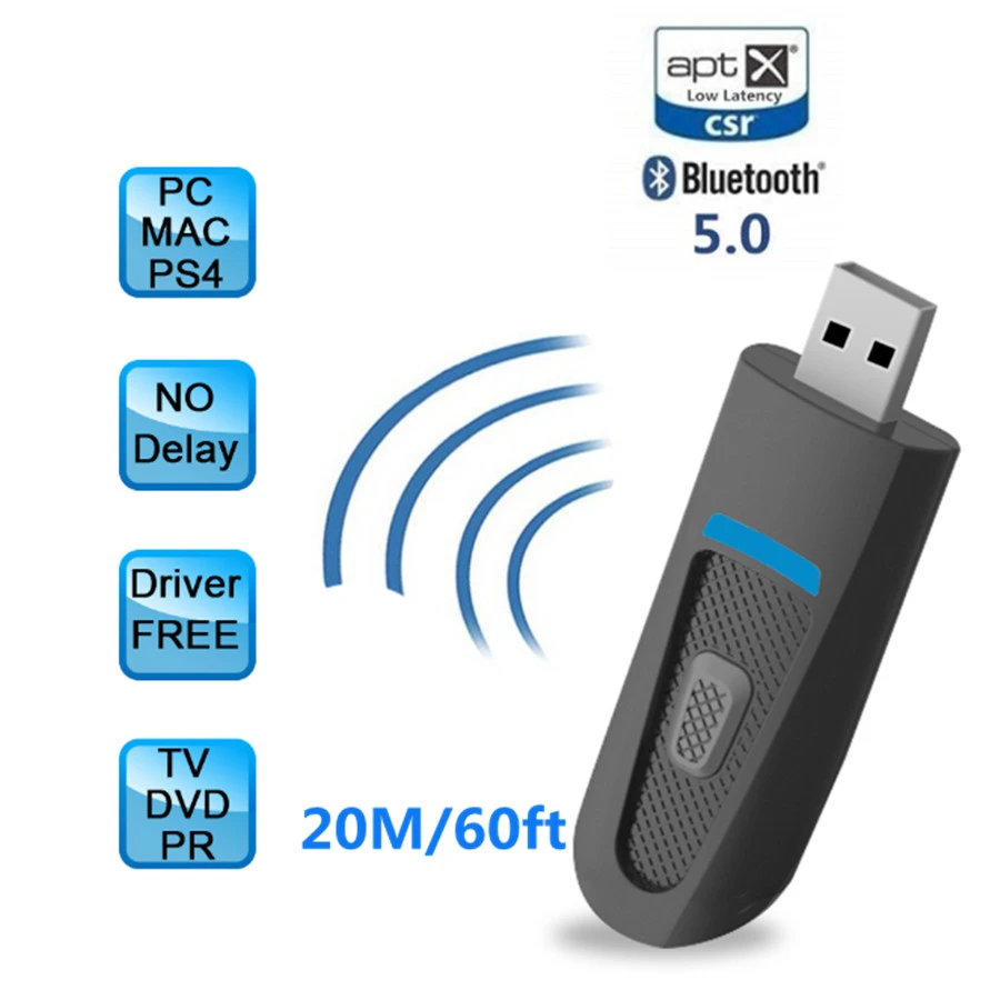 CALETOP APTX с низкой задержкой Bluetooth 5,0 передатчик ТВ ПК для PS4 3,5 мм стерео Aux беспроводной адаптер без драйвера USB многоточечный