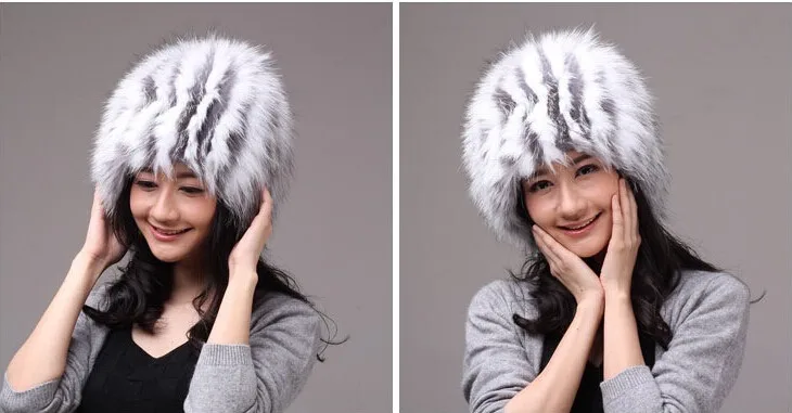 women fur hats russian new design real fox beanies natural silver caps winter warm sew hat H189 | Аксессуары для одежды
