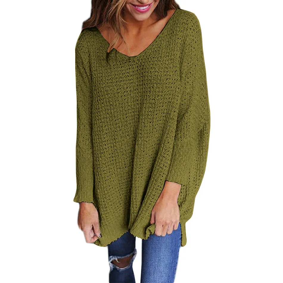 OMCHION Plus Size 3XL 2018 Autumn Winter Deep V Neck Sweater Women Casual Loose Oversized Knit Pullover Fashion Jumper LMM109 | Женская