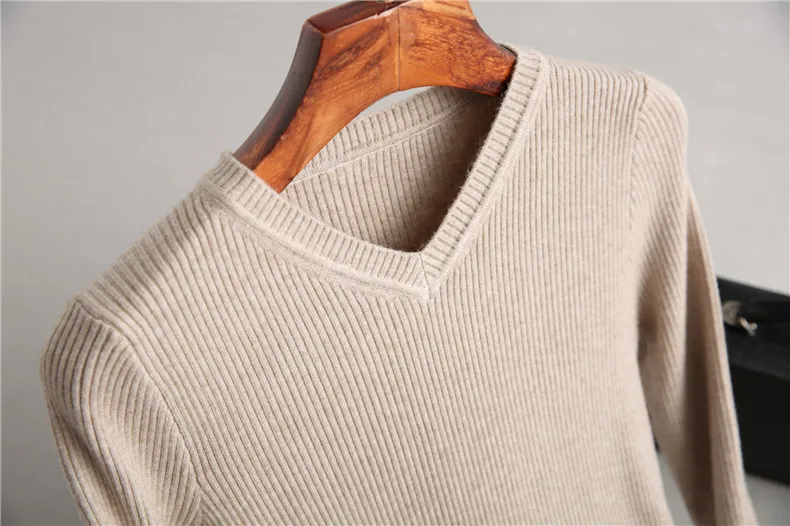 

2019 Spring Women Sweater And Pullovers Long Sleeve V-Neck Basic Long Pullovers Knitting Women Sweater Femme Tricot Pull Femme