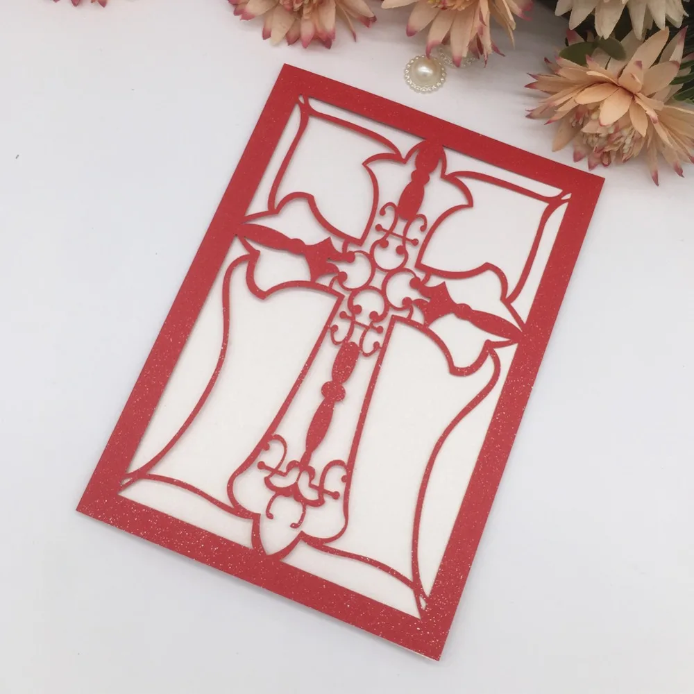 

35pcs/lot Gold Pray Cross Pearl Paper Card For Wedding Invitations Wedding Birthday Party Invitations Greeting Card
