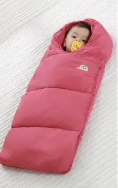 Rose red M Двухслойные хлопковые флисовые зимние плотные теплые детские спальные мешки, детская коляска, пеленальный конверт, спальные мешки - Цвет: Rose red M