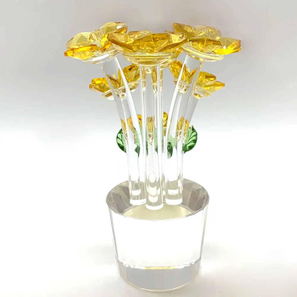 День матери gifCrystal подсолнечника фигурки и миниатюрный Стекло пресс-папье неувядаемой букет Скульптура орнамент Свадебный декор дома