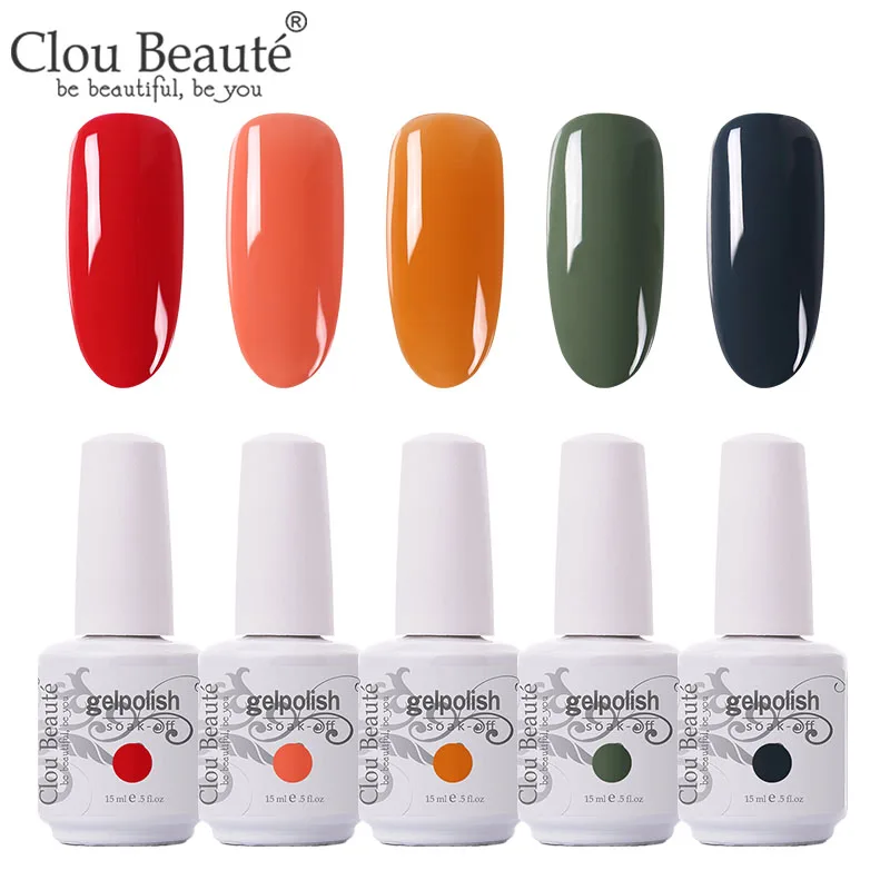 Clou Beaute 5 шт./лот УФ гель лак для ногтей Набор для маникюра геллак Полупостоянный гибридный дизайн ногтей УФ-гель для ногтей - Цвет: 5pcs-15ml-ZH08