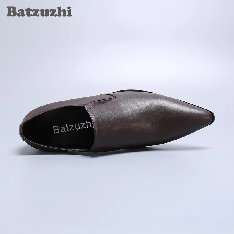 Туфли Batzuzhi мужские из натуральной кожи заостренный носок без застежки