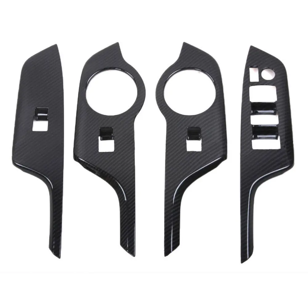 

BBQ@FUKA 4pcs Carbon Fiber Style Door Handle Window Lift Switch Trim Cover For LHD Toyota CHR 16-18 Car Accessories Decorative