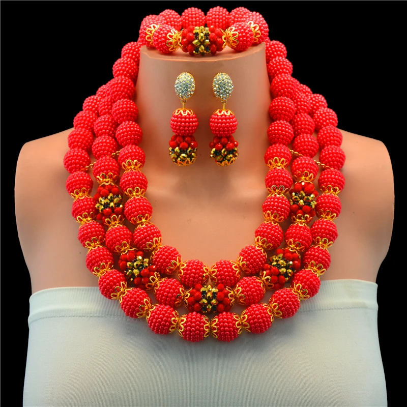 2017 блестящий белый красный золотой цвет африканские бусины ювелирный набор