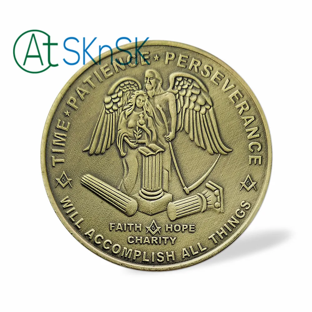 Масонская монета "Ангел" Freemason квадратный компас G Time терпение упорный памятный подарок железные медные монеты
