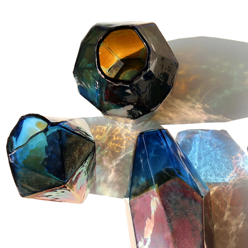 Скандинавское современное красочное геометрическое стекло креативная ваза