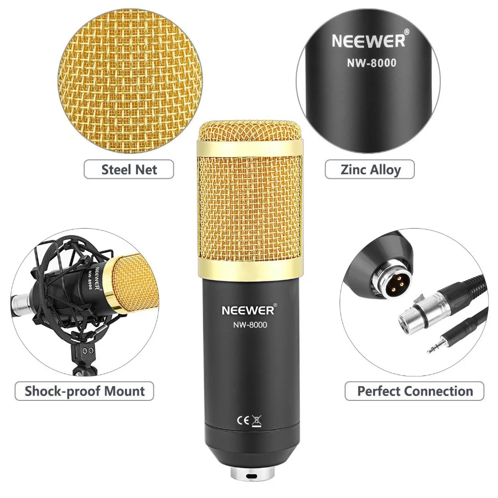 Neewer NW 8000 профессиональный студийный записывающий микрофон в комплекте: