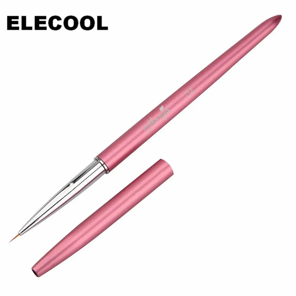 04 ELECOOL профессиональная кисть для дизайна ногтей, ручки с металлической ручкой для УФ-геля, рисования, накладки, кисти для ногтей, маникюрные инструменты - Цвет: 04