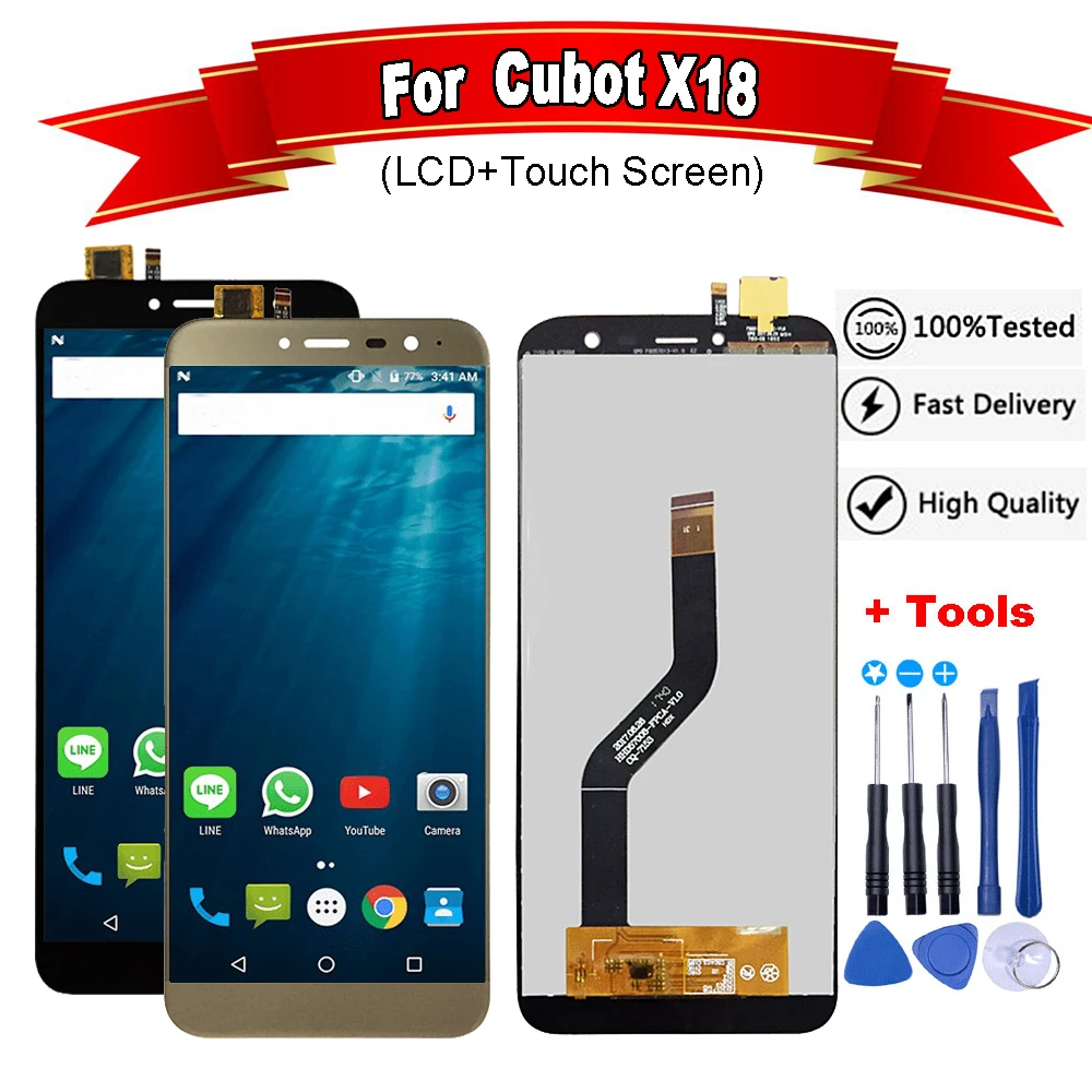 ЖК дисплей 720*1440 5 7 дюйма для Cubot X18 + сенсорный экран в сборе сменный черный/серый