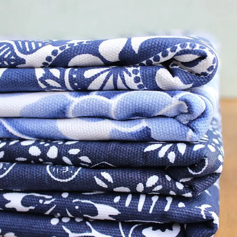 1 метр сине белая фарфоровая жаккардовая ткань с рисунком для женской юбки платья