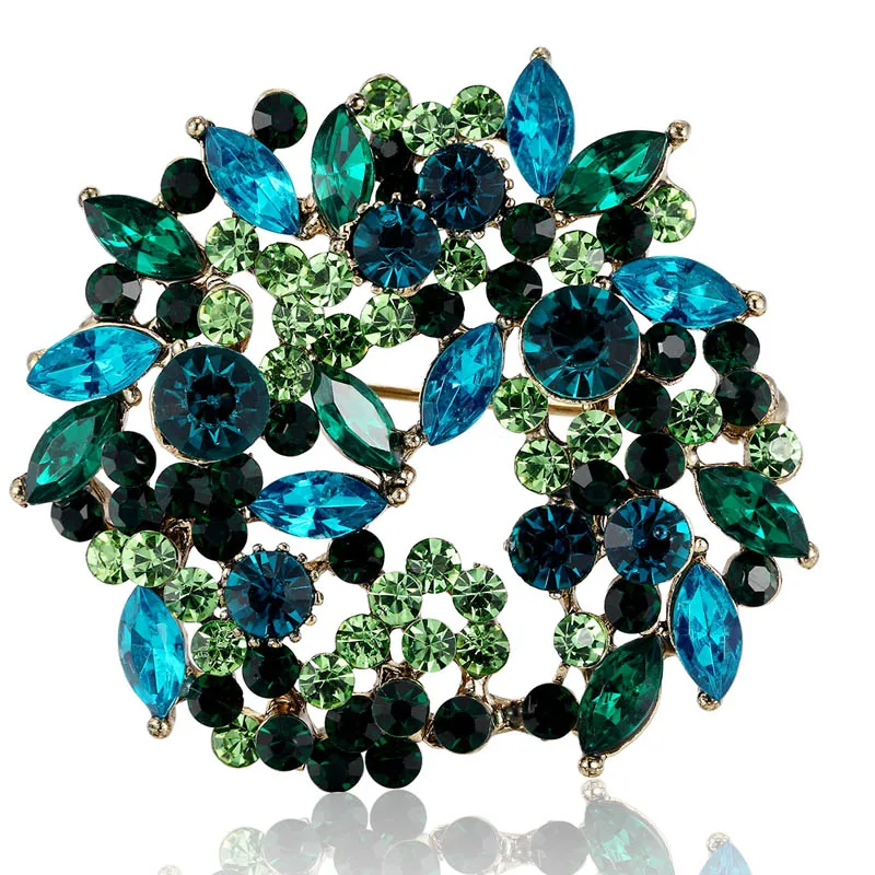 Женская свадебная брошь Blucome разноцветная в форме цветка стразы свадебный