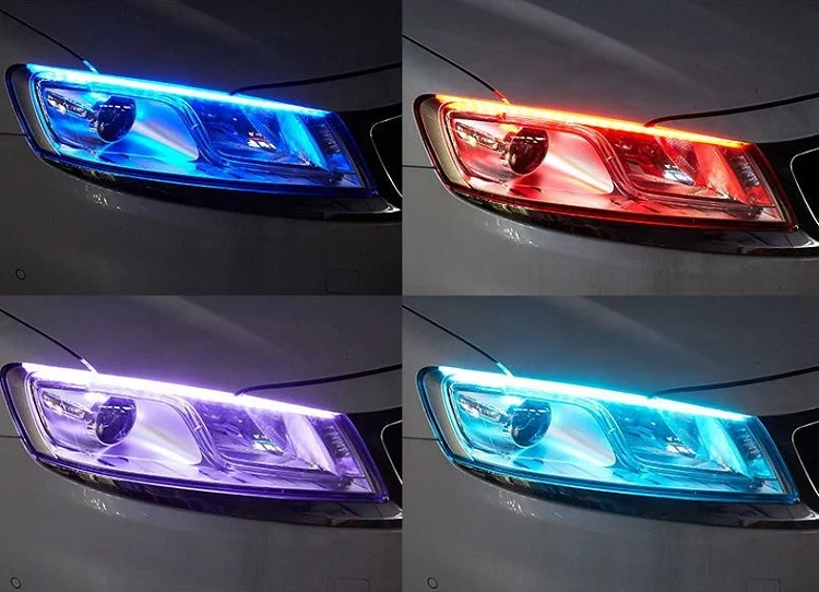 OKEEN 2x ультратонкие автомобили DRL светодиодный дневные ходовые огни белый указатель поворота желтый направляющая полоса для сборки фар Прямая поставка