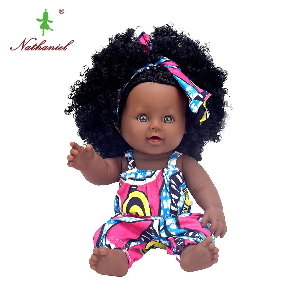 09 АФРП девушка волос! Чернокожая Кукла reborn girl 12 дюймов boneca corpo inteiro de silicone reborn baby dolls pop lifelike silicone - Цвет: 09