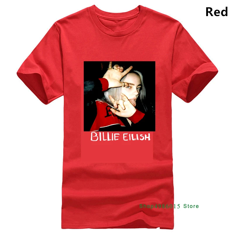 Красный Billie Eilish Fans футболка, мы любим Billie Eilish, черная Хлопковая мужская S-3XL, новинка, крутые топы, Мужская футболка с коротким рукавом - Цвет: Красный