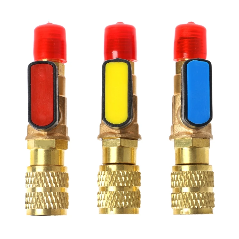 1pcs R410A Refrigerant Valve AC Charging Hoses Brass Straight Ball Valves for Refrigeration Manifold Gauges |