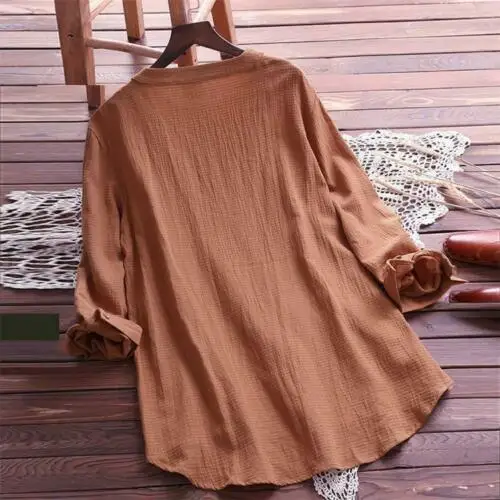 Летние женские хлопковые топы с длинным рукавом туника блузка цветочным принтом